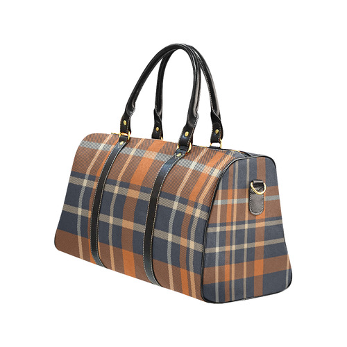 Blue Orange Plaid New Waterproof Travel Bag/Small (Model 1639)