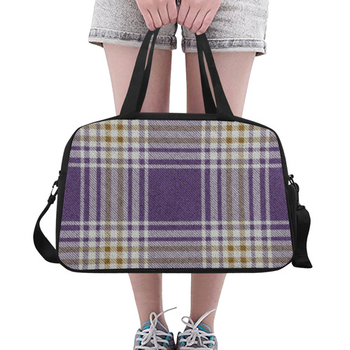 Purple Gold Plaid Fitness Handbag (Model 1671)