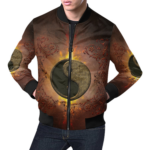 The sign ying and yang All Over Print Bomber Jacket for Men (Model H19)