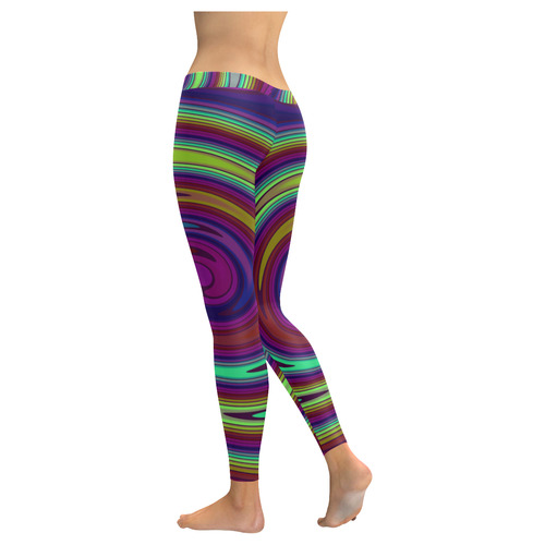 Rainbow swirl tie dye hippie festival Women's Low Rise Leggings (Invisible Stitch) (Model L05)
