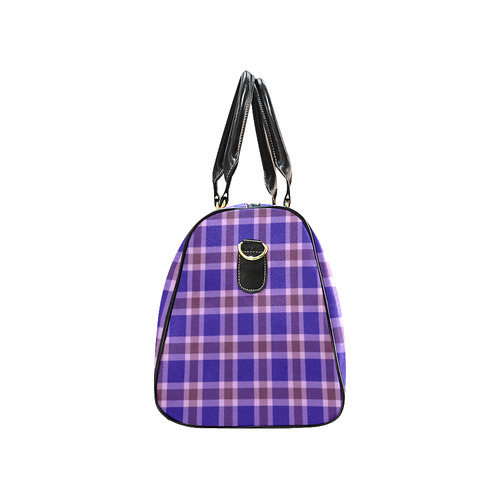 Navy Violet White Plaid New Waterproof Travel Bag/Small (Model 1639)