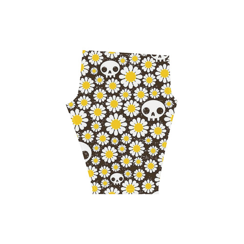 Yellow Daisy Skulls Women's Low Rise Capri Leggings (Invisible Stitch) (Model L08)