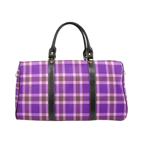 Purple Burgundy White Plaid New Waterproof Travel Bag/Small (Model 1639)