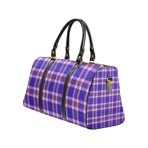 Navy Violet White Plaid New Waterproof Travel Bag/Small (Model 1639)