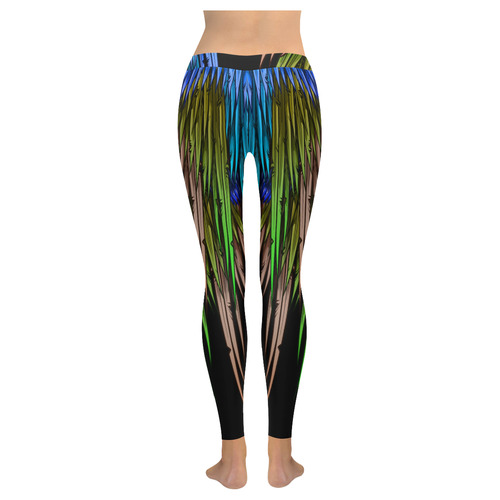 Wings rainbow festival hippy bird Women's Low Rise Leggings (Invisible Stitch) (Model L05)