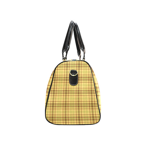 Yellow Brown Plaid New Waterproof Travel Bag/Large (Model 1639)