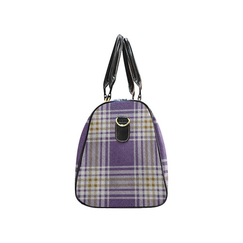 Purple Gold Plaid New Waterproof Travel Bag/Small (Model 1639)
