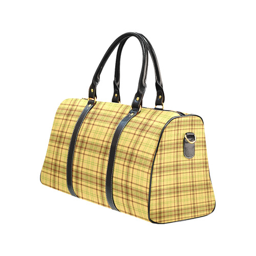Yellow Brown Plaid New Waterproof Travel Bag/Large (Model 1639)