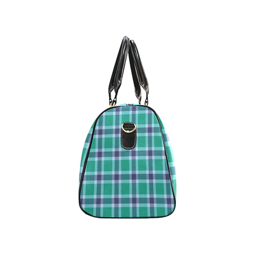 Green Blue White Plaid New Waterproof Travel Bag/Small (Model 1639)