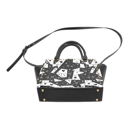 Black and White Popart by Nico Bielow Rivet Shoulder Handbag (Model 1645)