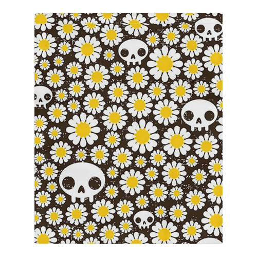 Yellow Daisy Skulls 3-Piece Bedding Set