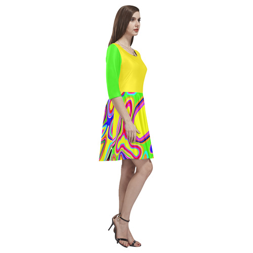 Yellow Pond Tethys Half-Sleeve Skater Dress(Model D20)