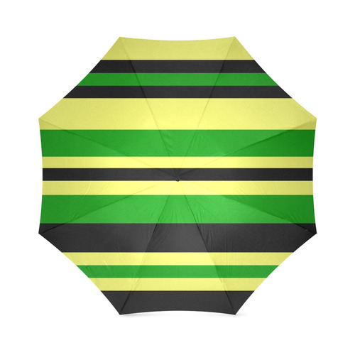 Jamaican Inspired Yellow, Black and Green Stripes Foldable Umbrella (Model U01)