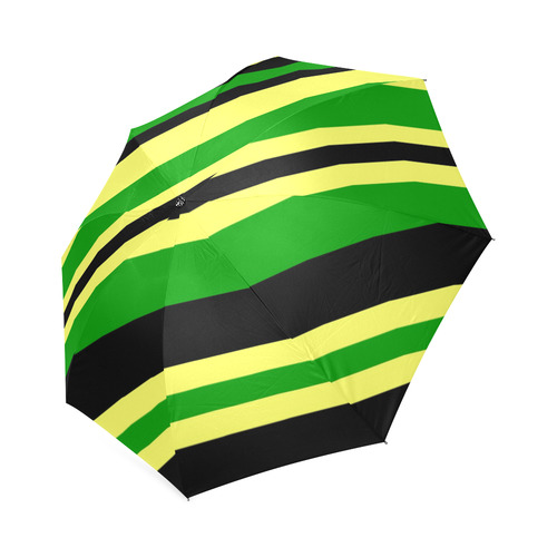 Jamaican Inspired Yellow, Black and Green Stripes Foldable Umbrella (Model U01)