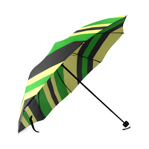 Jamaican Inspired Yellow, Black and Green Stripes Foldable Umbrella (Model U01)