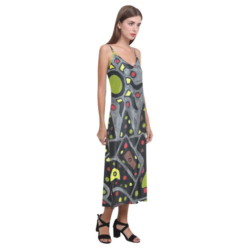 ELS PORTS 001 V-Neck Open Fork Long Dress(Model D18)