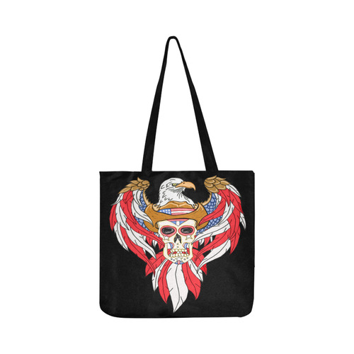 American Eagle Sugar Skull Black Reusable Shopping Bag Model 1660 (Two sides)