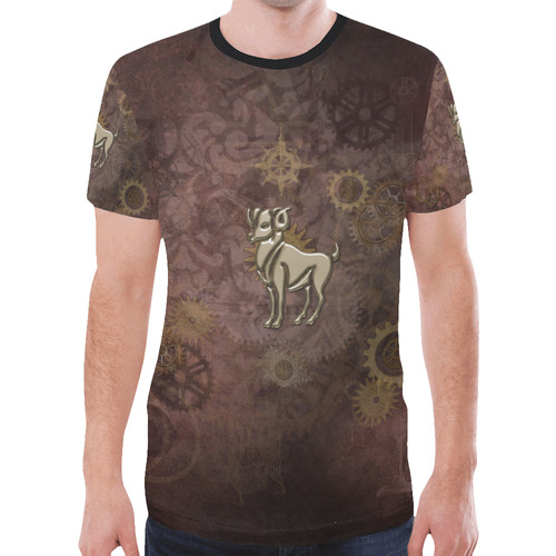 Steampunk Zodiac Aries New All Over Print T-shirt for Men (Model T45)