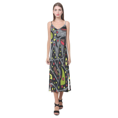 ELS PORTS 001 V-Neck Open Fork Long Dress(Model D18)