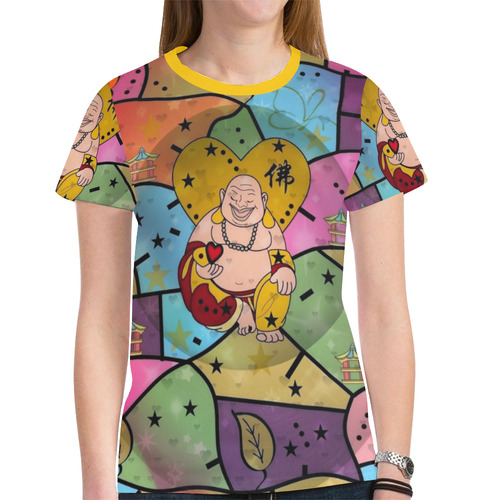 Buddha Popart by Nico Bielow New All Over Print T-shirt for Women (Model T45)
