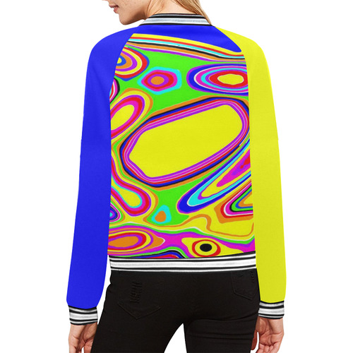 Yellow Pond All Over Print Bomber Jacket for Women (Model H21)