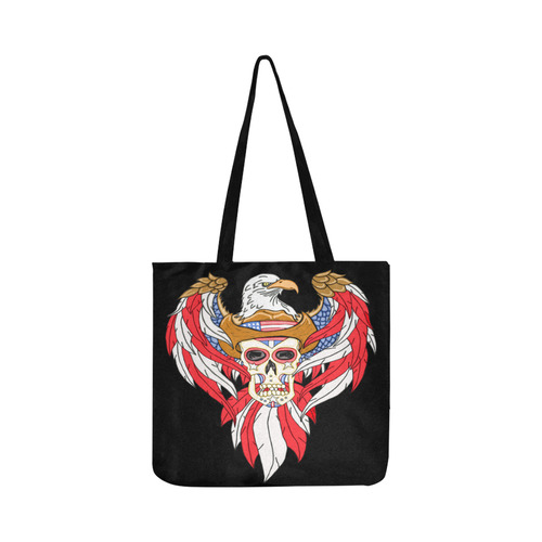 American Eagle Sugar Skull Black Reusable Shopping Bag Model 1660 (Two sides)