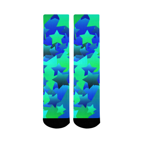 Bubble Stars Blue Mid-Calf Socks (Black Sole)