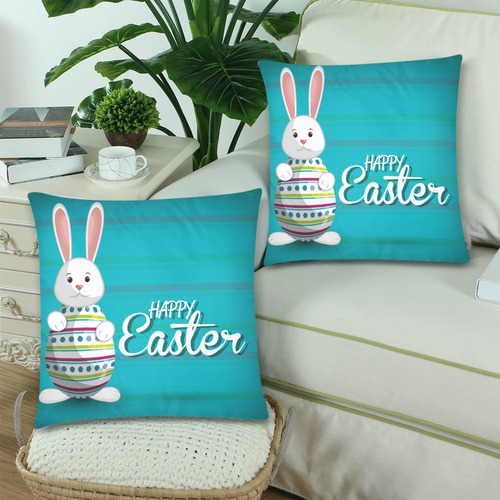 Easter Egg rabbit Custom Zippered Pillow Cases 18"x 18" (Twin Sides) (Set of 2)