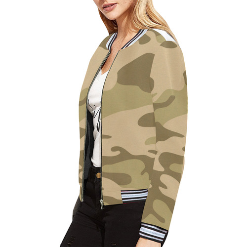 Autumn Camouflage pattern All Over Print Bomber Jacket for Women (Model H21)