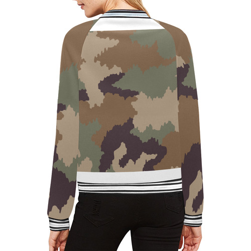 Army Digital Camo All Over Print Bomber Jacket for Women (Model H21)