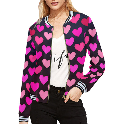 hearts on fire-2 All Over Print Bomber Jacket for Women (Model H21)