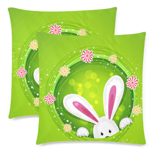 Easter rabbit Custom Zippered Pillow Cases 18"x 18" (Twin Sides) (Set of 2)