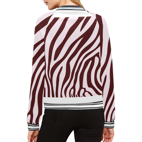 Zebra Print All Over Print Bomber Jacket for Women (Model H21)