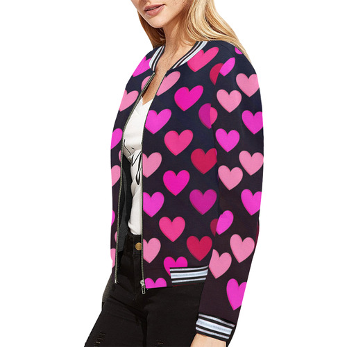 hearts on fire-2 All Over Print Bomber Jacket for Women (Model H21)