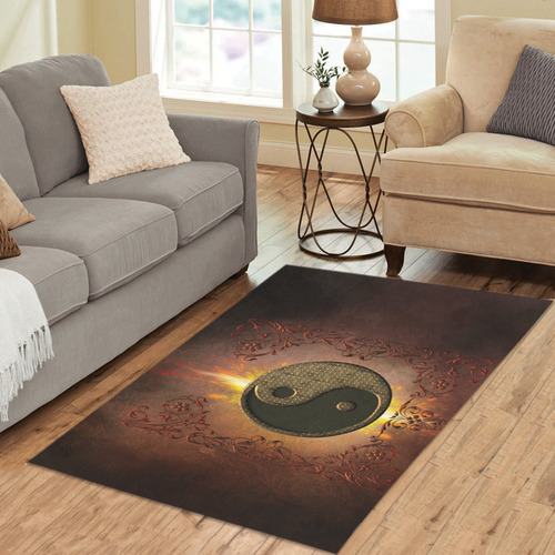 The sign ying and yang Area Rug 5'x3'3''