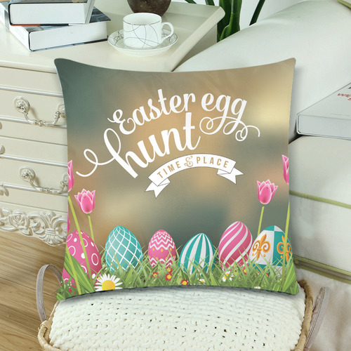 Easter Egg rabbit Custom Zippered Pillow Cases 18"x 18" (Twin Sides) (Set of 2)