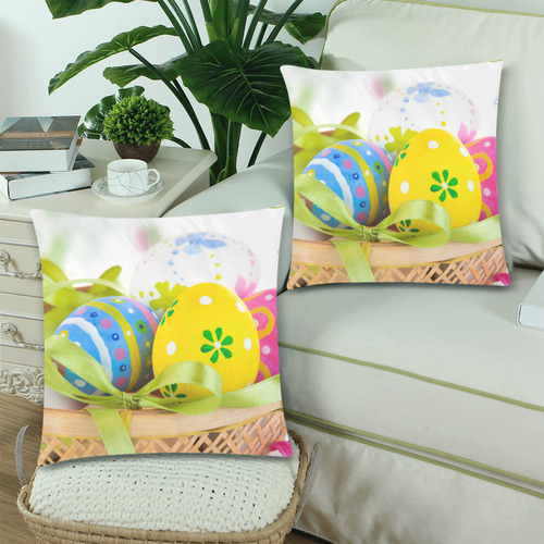 Easter Egg Custom Zippered Pillow Cases 18"x 18" (Twin Sides) (Set of 2)