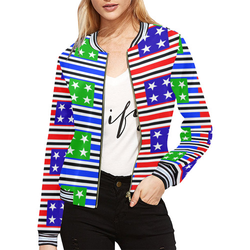 DESIGN 3122 (ALT) All Over Print Bomber Jacket for Women (Model H21)