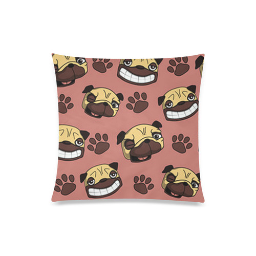 Happy Pugs Pattern Custom Zippered Pillow Case 20"x20"(Twin Sides)