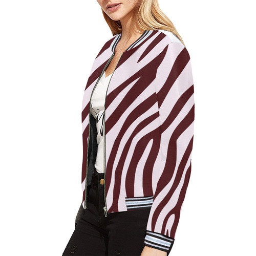 Zebra Print All Over Print Bomber Jacket for Women (Model H21)