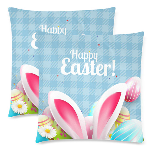 Easter Egg rabbit Custom Zippered Pillow Cases 18"x 18" (Twin Sides) (Set of 2)