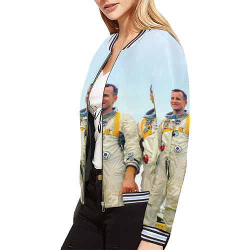 APOLLO 1 CREW All Over Print Bomber Jacket for Women (Model H21)