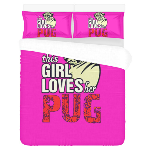 This Girl Loves Her Pug 3-Piece Bedding Set