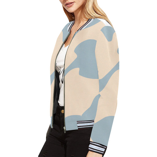 blue and pink camo All Over Print Bomber Jacket for Women (Model H21)