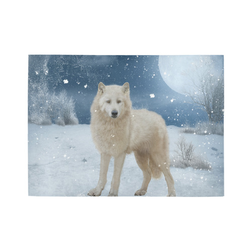 Awesome arctic wolf Area Rug7'x5'