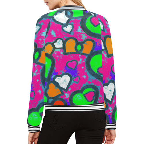 hearts on fire All Over Print Bomber Jacket for Women (Model H21)