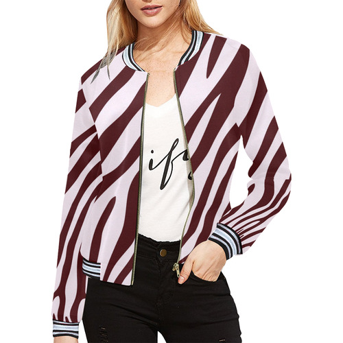 Zebra Print All Over Print Bomber Jacket for Women (Model H21)