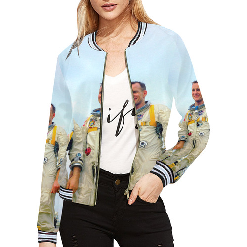 APOLLO 1 CREW All Over Print Bomber Jacket for Women (Model H21)