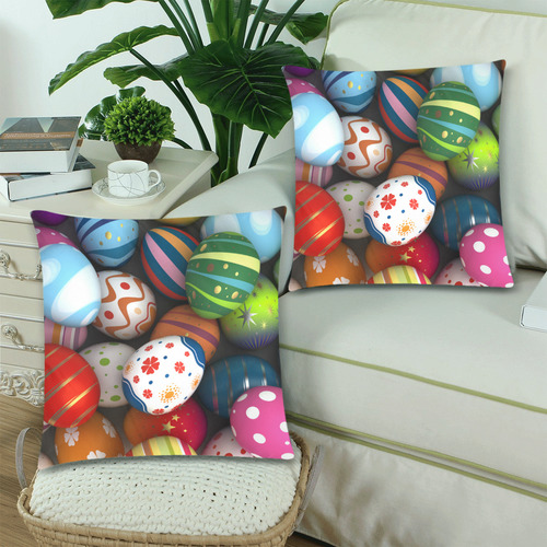 Easter Egg Custom Zippered Pillow Cases 18"x 18" (Twin Sides) (Set of 2)