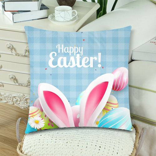 Easter Egg rabbit Custom Zippered Pillow Cases 18"x 18" (Twin Sides) (Set of 2)
